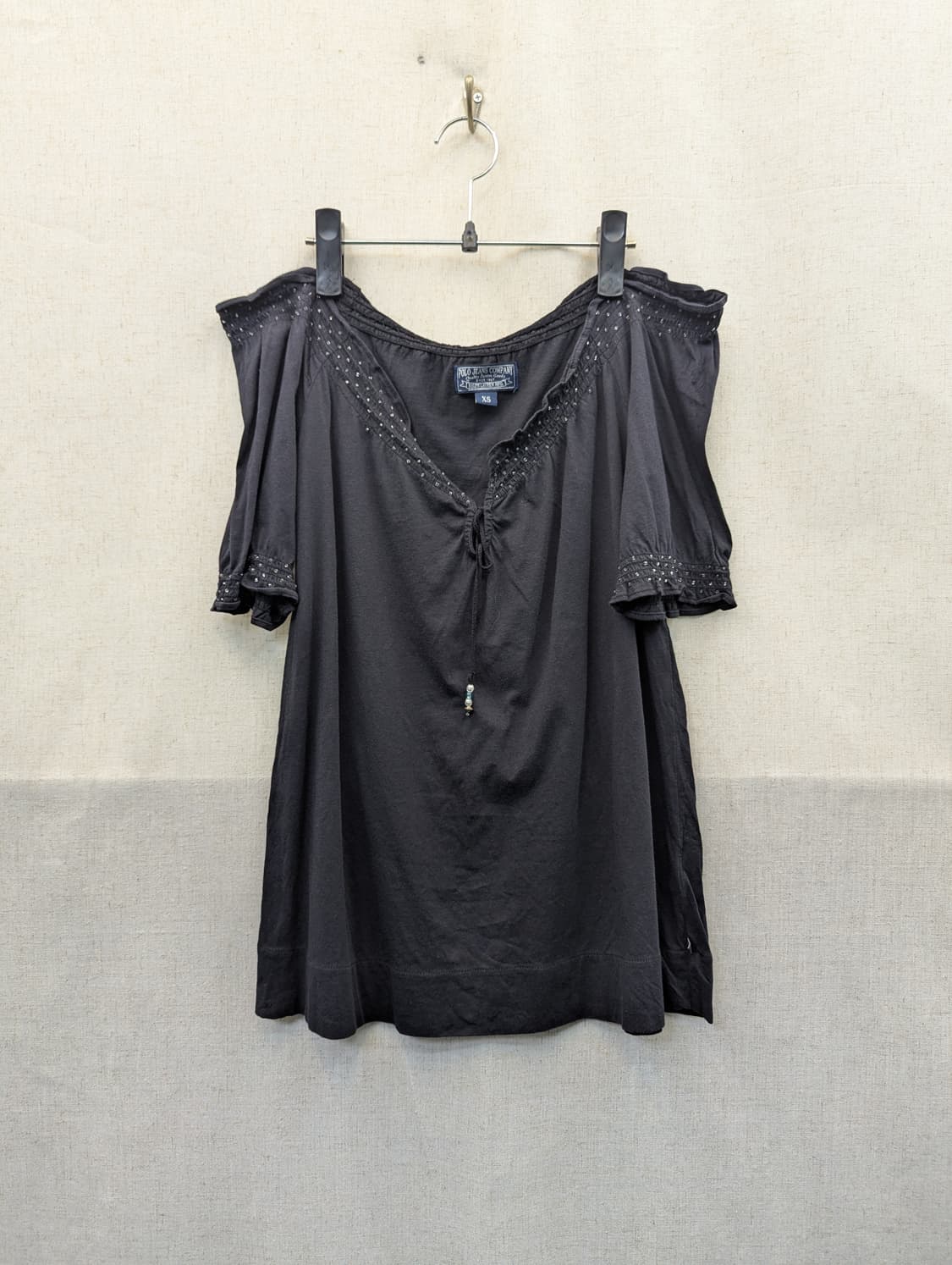 폴로진 블랙 블라우스 XL 상품이미지1