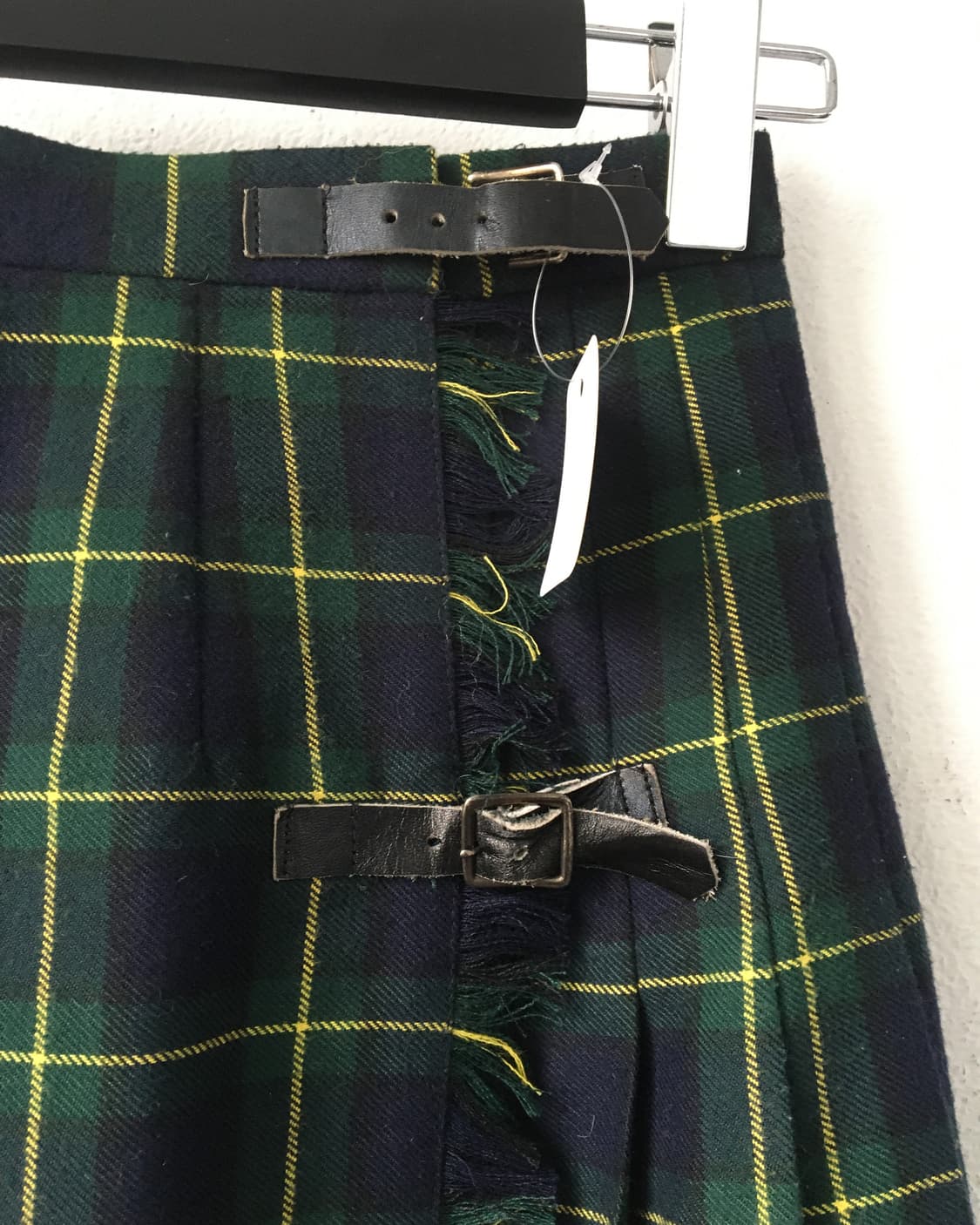 Belted wrap woolen check pattern skirt 상품이미지5