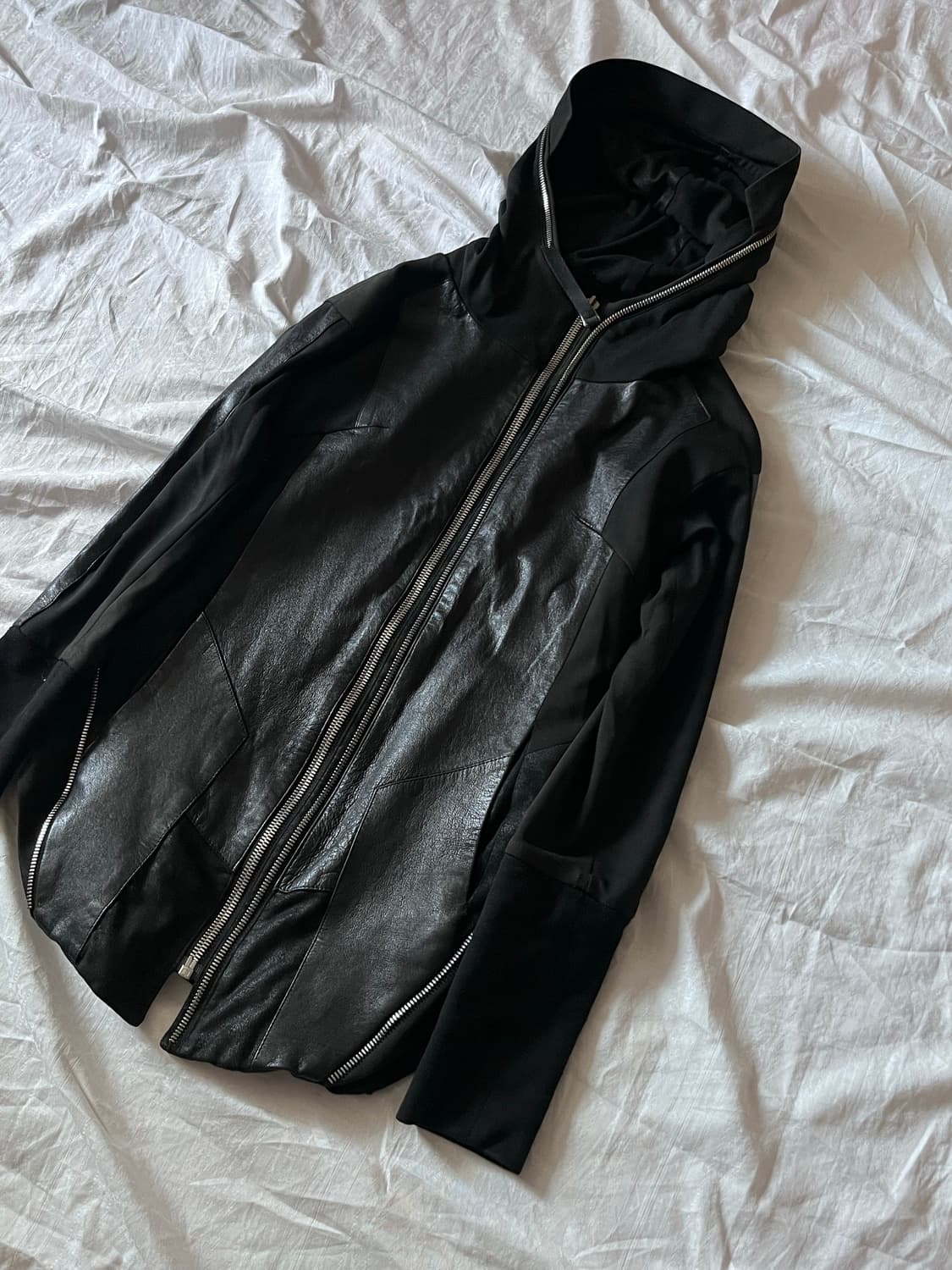 Vintage Leather Zip Detail Hood Jacket 상품이미지2