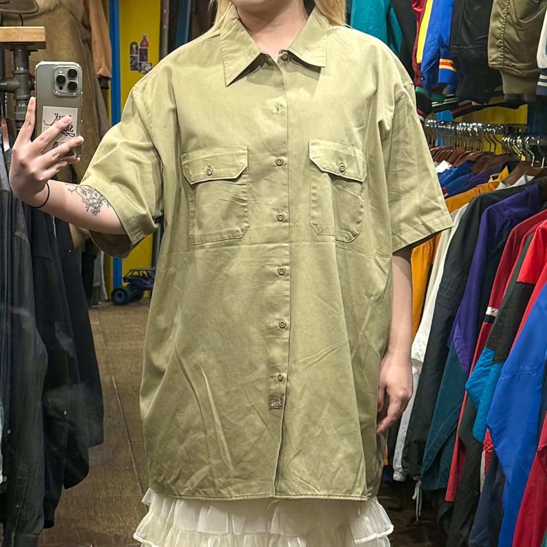 [HI] 디키즈 반팔셔츠 카키 상품이미지2