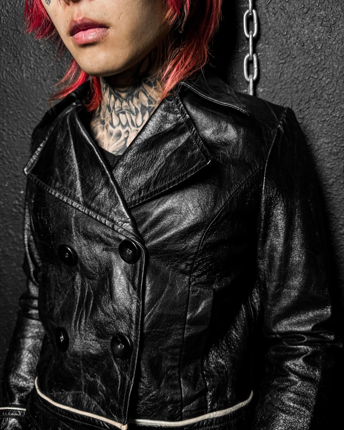 Black Double Leather Jacket 상품이미지2