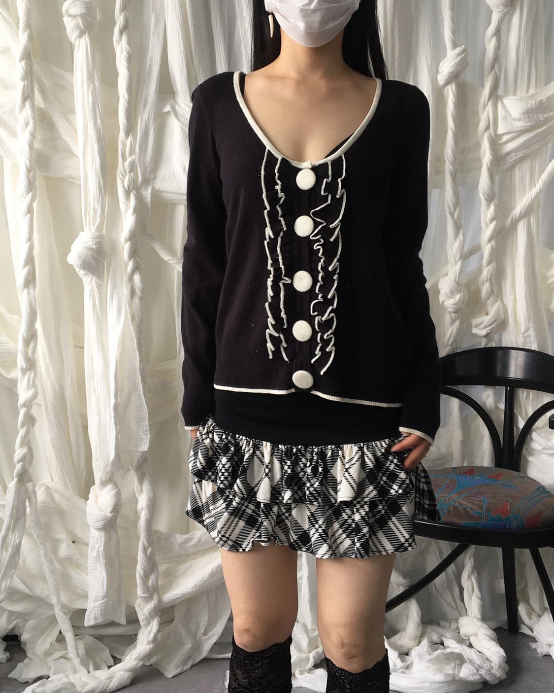 Button frill point knit  상품이미지6