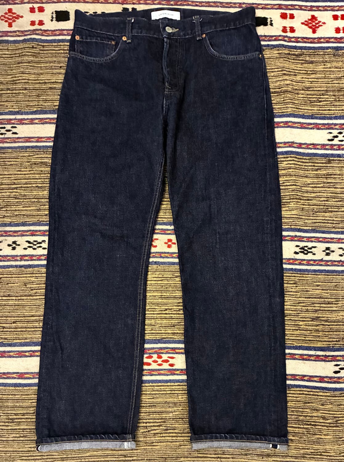 (32~33)유니온블루 5포켓 원워시 셀비지 데님 청바지 스트레이트핏 상품이미지1