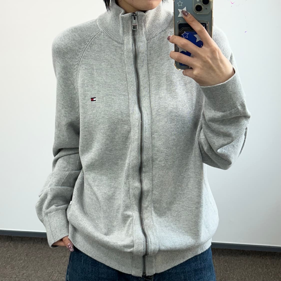 Tommy Hilfiger 타미힐피거 멜란지그레이 니트집업 가디건 상품이미지2