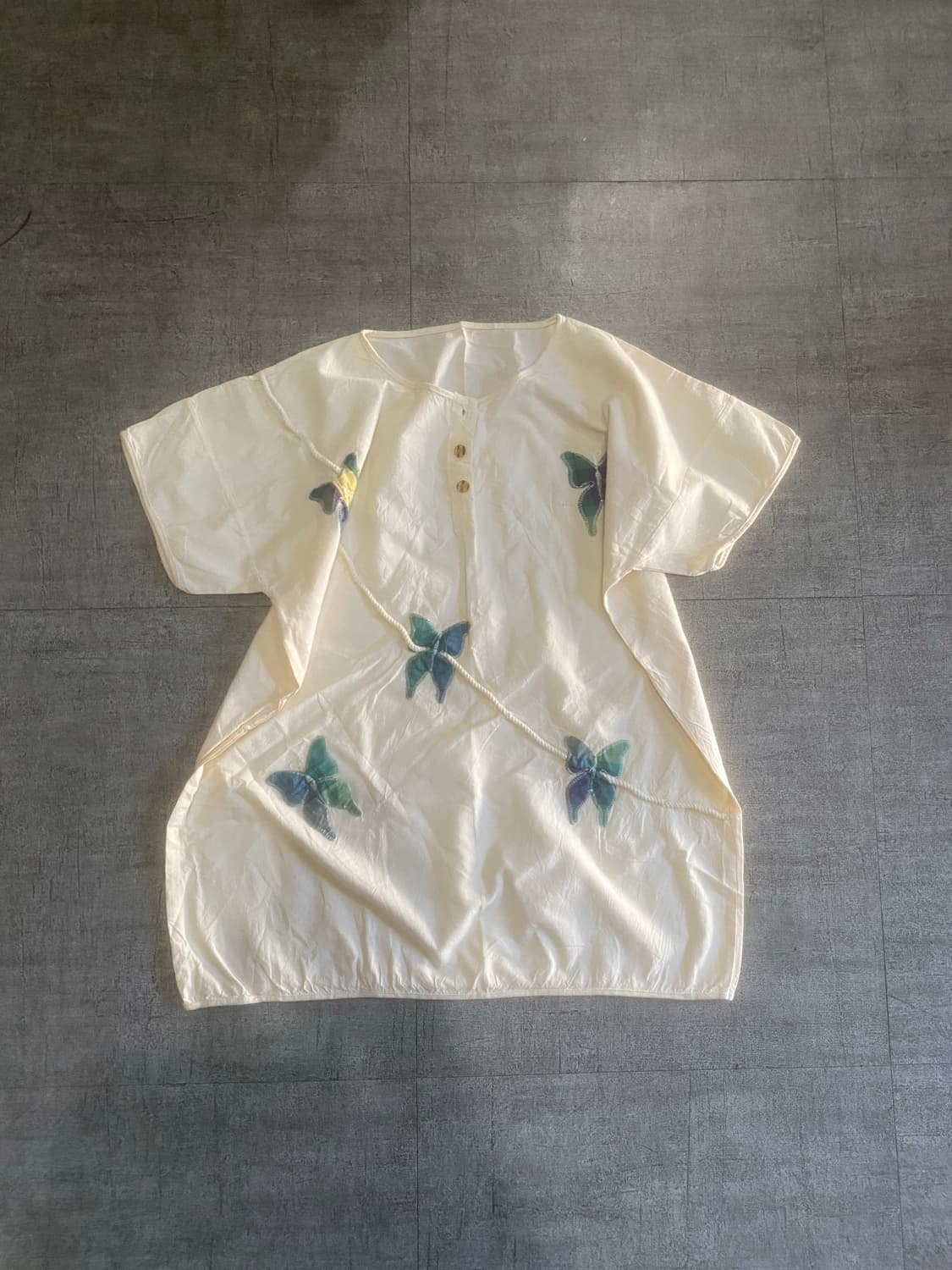 일본빈티지 하구미모리걸할메카지 바선생 버터플라이 반팔블라우스 상품이미지1