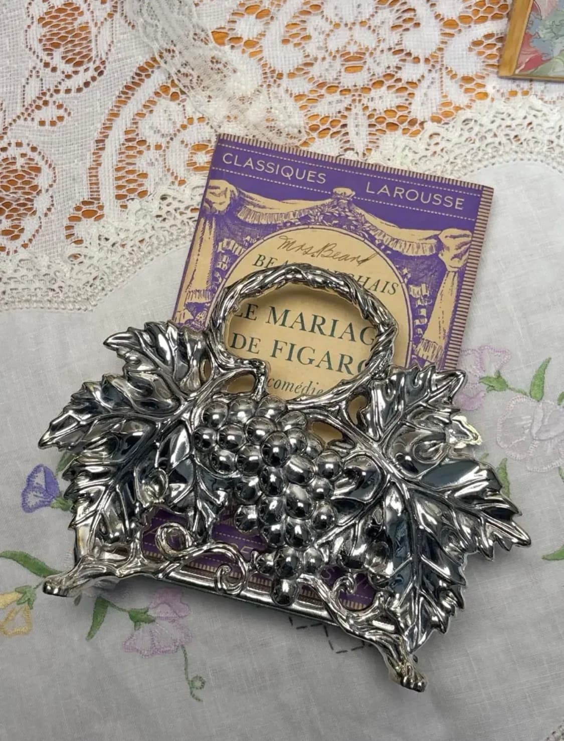 1994 빈티지 고딩거 실버플레이트 포도 냅킨홀더 상품이미지1