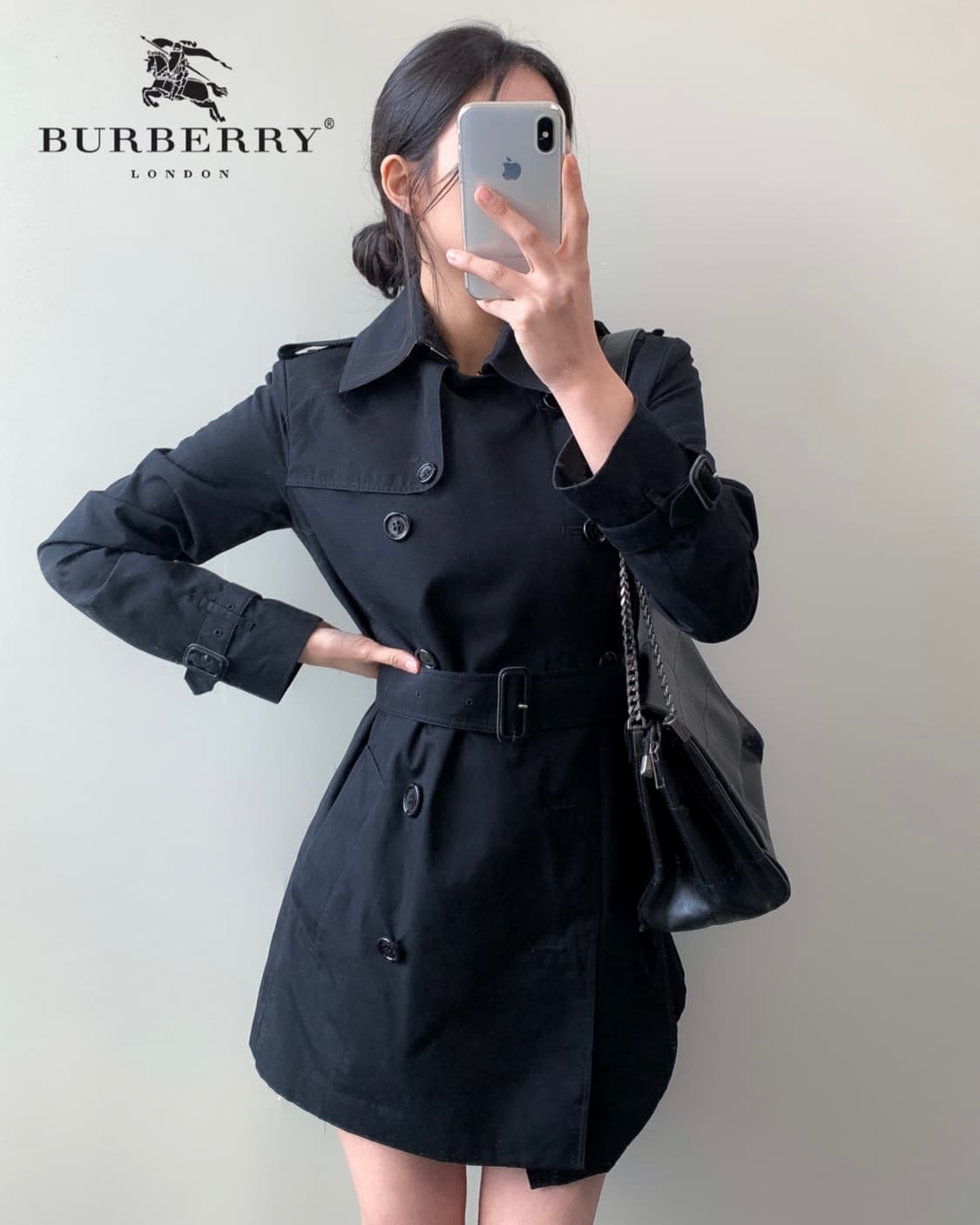 버버리 블랙 하프 트렌치 코트  상품이미지2