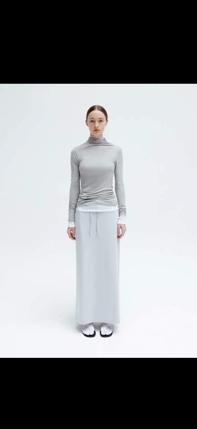 LFM Drawstring Maxi Skirt (Mist Gray) 상품이미지1