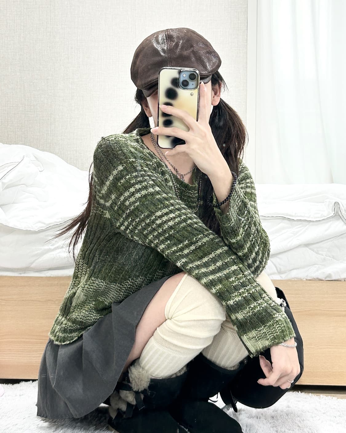 리바이스 캐시혼방 카키 패턴니트 상품이미지3