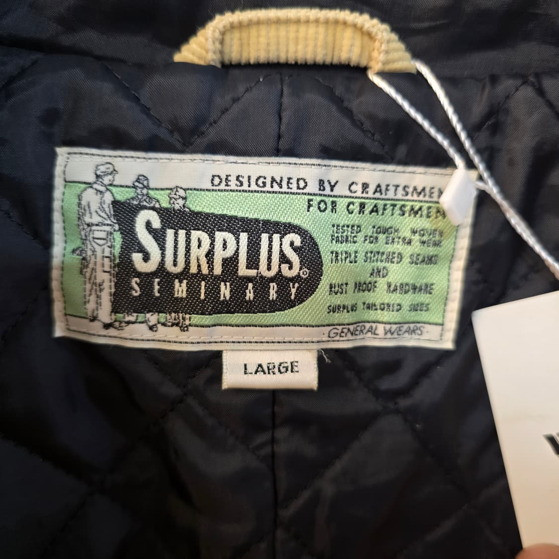 SURPLUS 코듀로이 더블 자켓 베이지 워크 자켓 퀼팅 안감 헤비아우터 상품이미지3