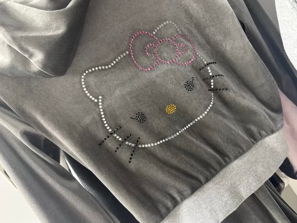 스핀즈 헬로키티 벨벳 트레이닝 셋업 그레이 갸루 상품이미지4