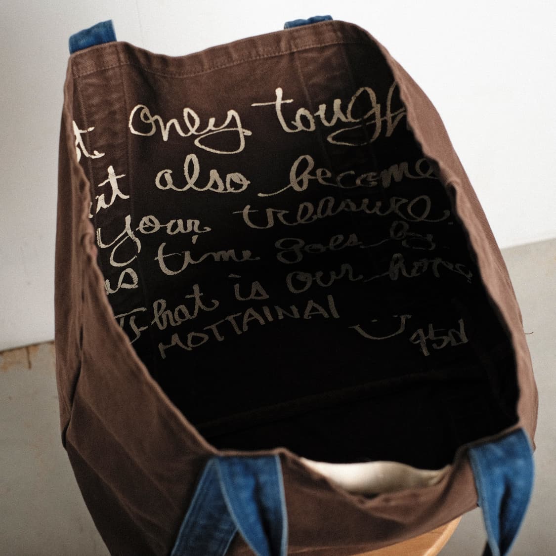 45rpm 브라운/블루 캔버스 토트백 상품이미지8