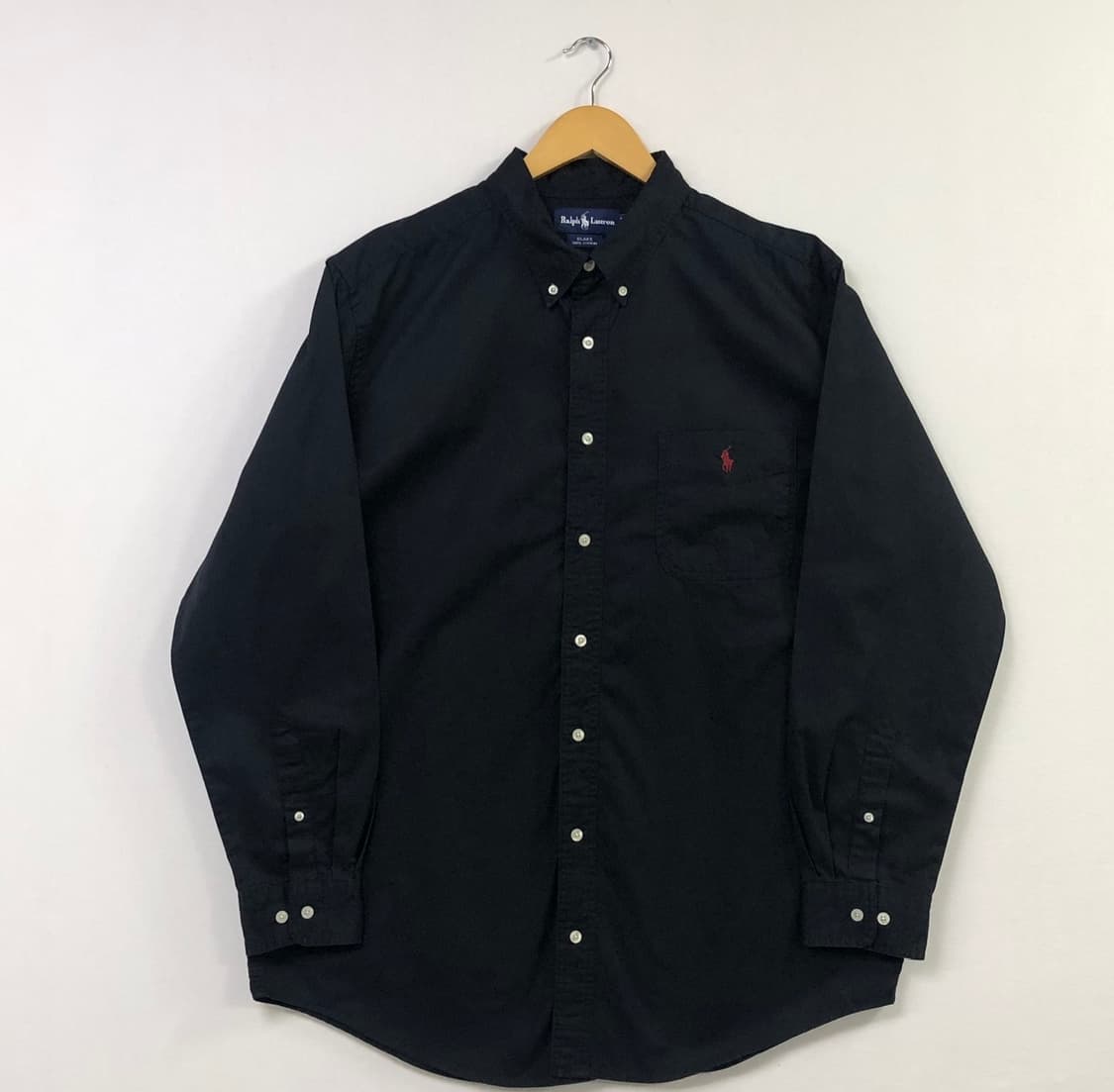 XL 폴로 블랙 솔리드코튼 셔츠 상품이미지2