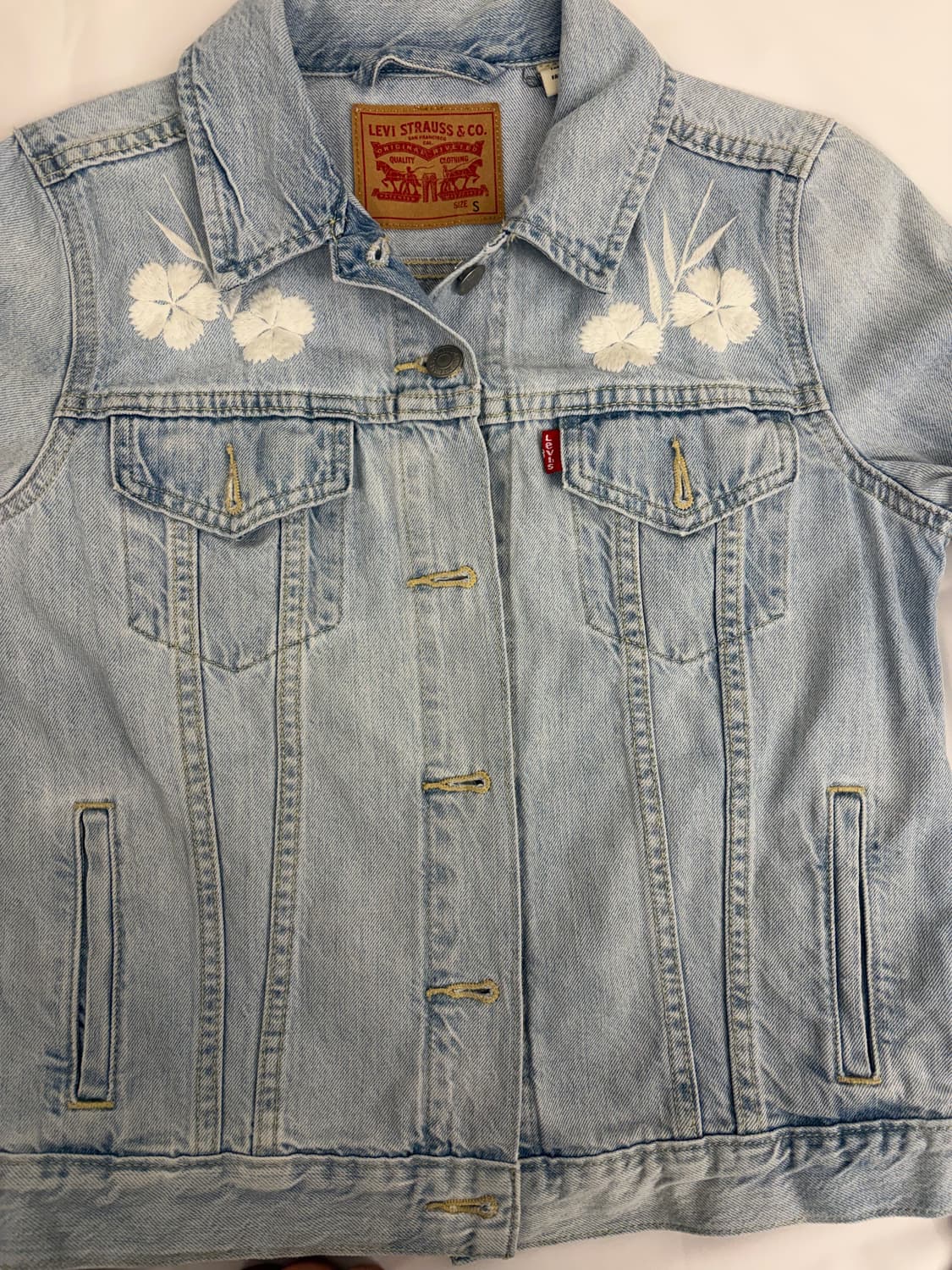 [S] 리바이스 플라워 자수 연청 데님 청자켓 상품이미지3