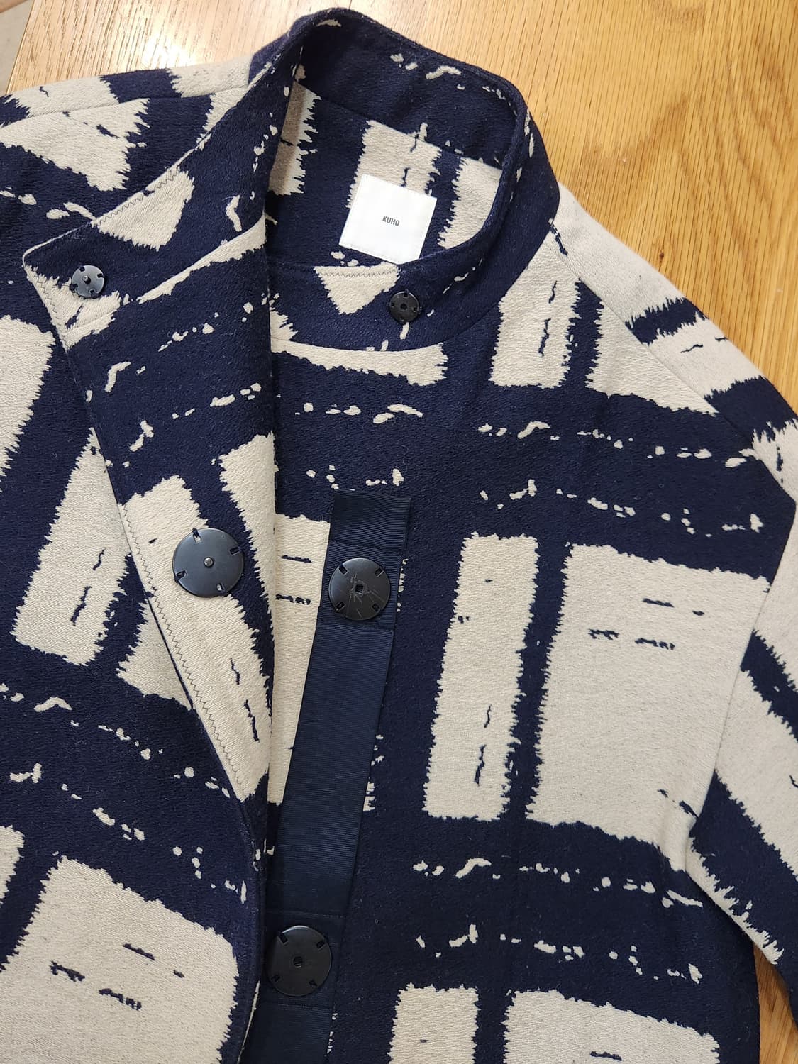 KUHO구호 붓터치패턴 7부소매 롱코트 상품이미지7