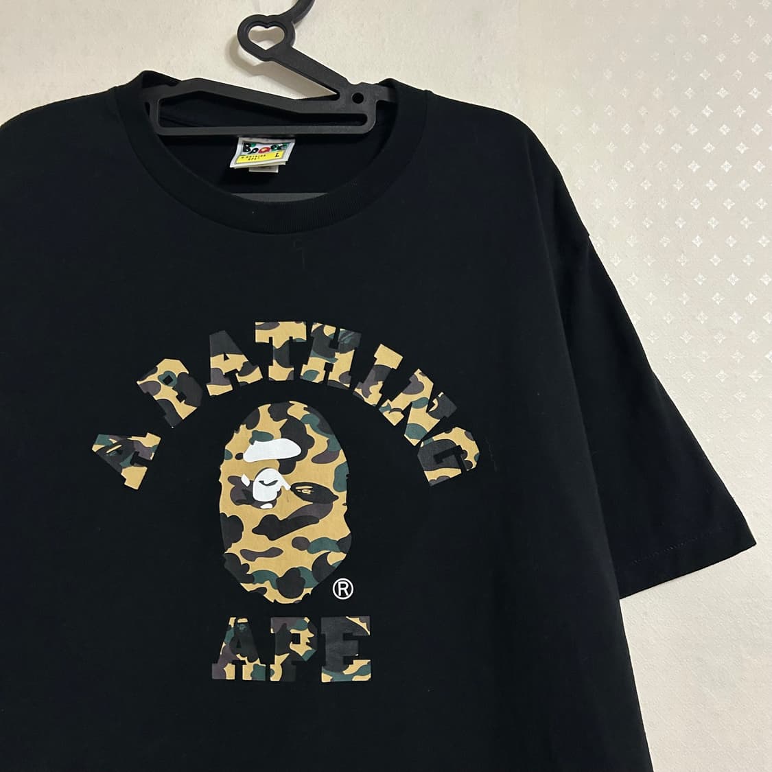 BAPE 베이프 퍼스트 카모 컬리지 반팔 티셔츠 블랙 옐로우 L 상품이미지5