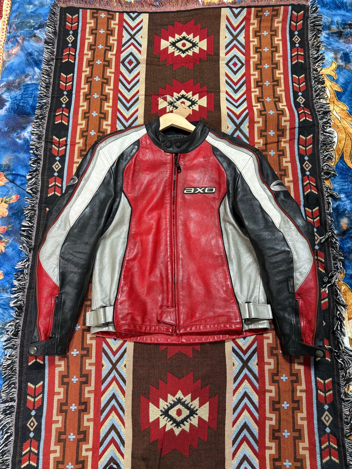 axo 빈티지 모터사이클 소가죽 레이싱 자켓 상품이미지1