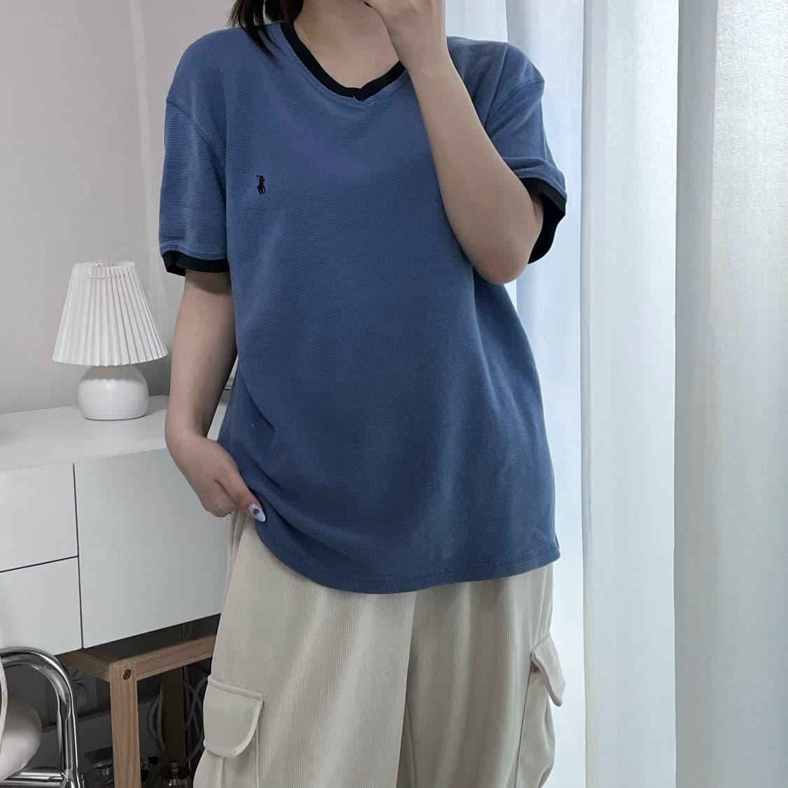 [정품] 폴로 다운블루 / 블랙포니 브이넥 반팔와플티 [ XL ] 상품이미지2