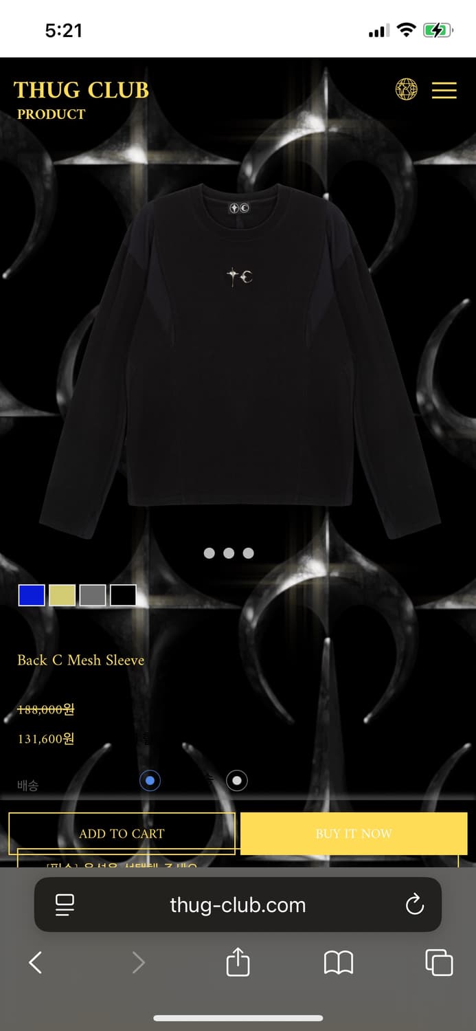 Thug Club 떠그클럽 롱슬리브 (Back C Mesh Sleeve) 상품이미지1