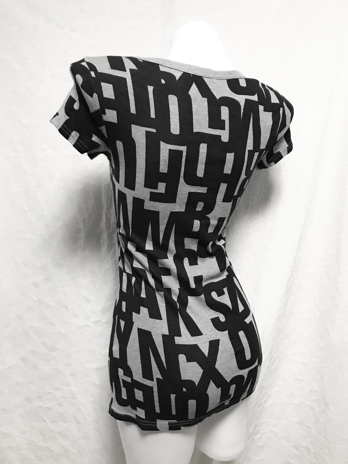 빈티지 vkei 펑크 레터링 딱붙 반소매 탑 상품이미지3