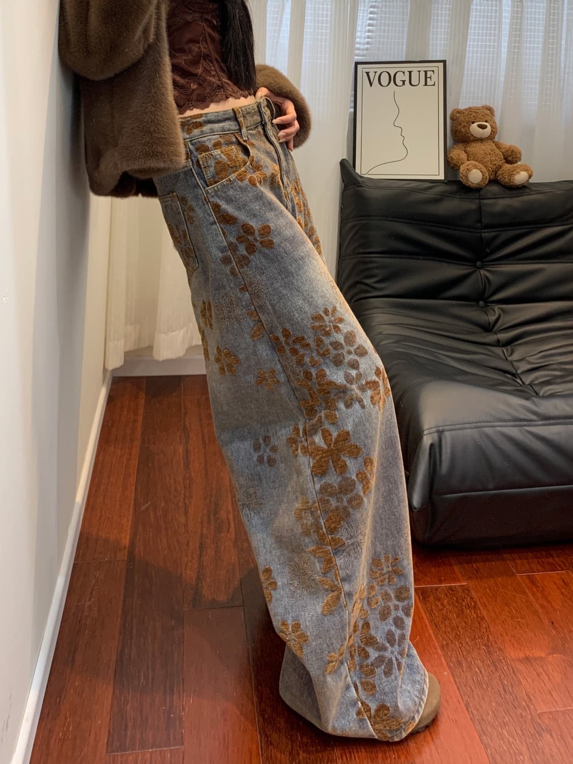 레트로 블루 와이드 팬츠 (7size)(작은키) 상품이미지2