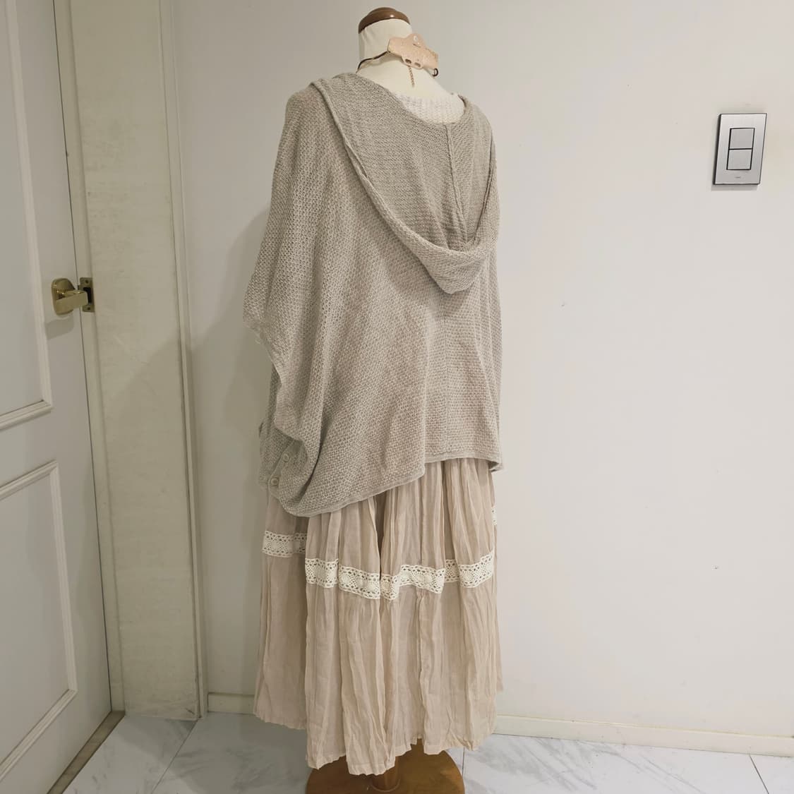 하구미모리걸st 코디세트(판초+슬리브리스+패치워크 캉캉롱스커트 상품이미지3