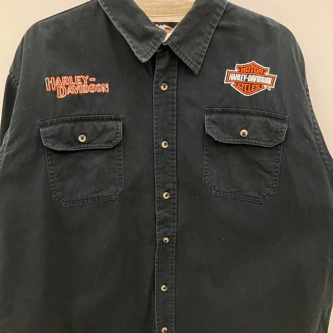 할리데이비슨 블랙 로고 코튼 셔츠 L 상품이미지4