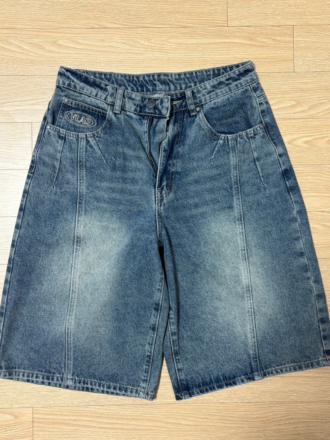 데님 버뮤다 팬츠 연청 상품이미지1