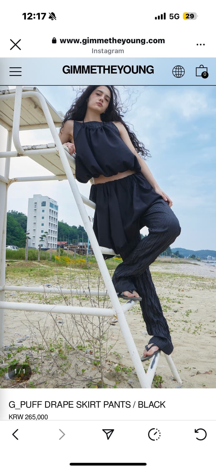 김미더영 퍼프 드레이프 스커트 팬츠 상품이미지4