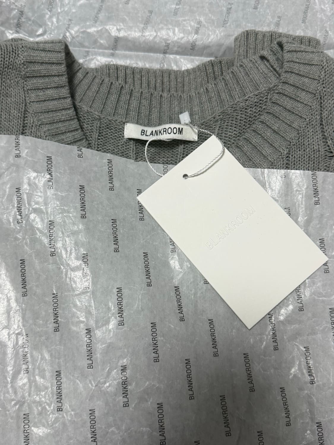 [1] 24FW 블랭크룸 케이블 니트 멜란지 그레이 상품이미지5