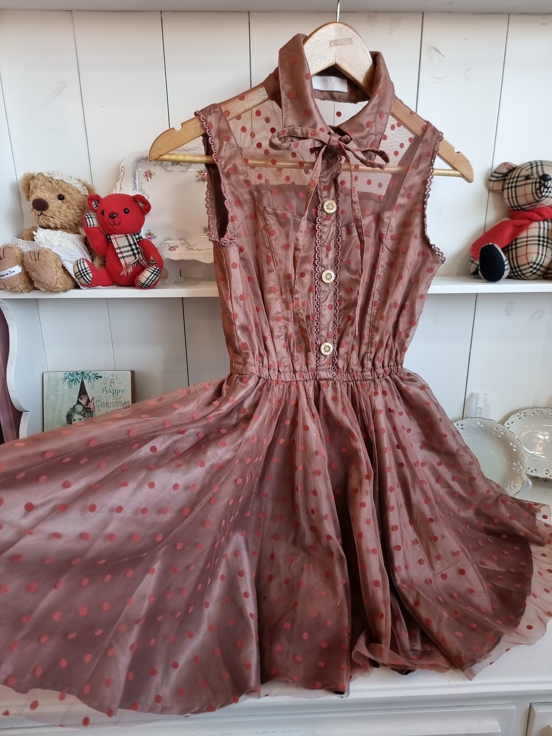 LIZ LISA(리즈리사)초콜릿 도트 시스루 원피스 상품이미지4