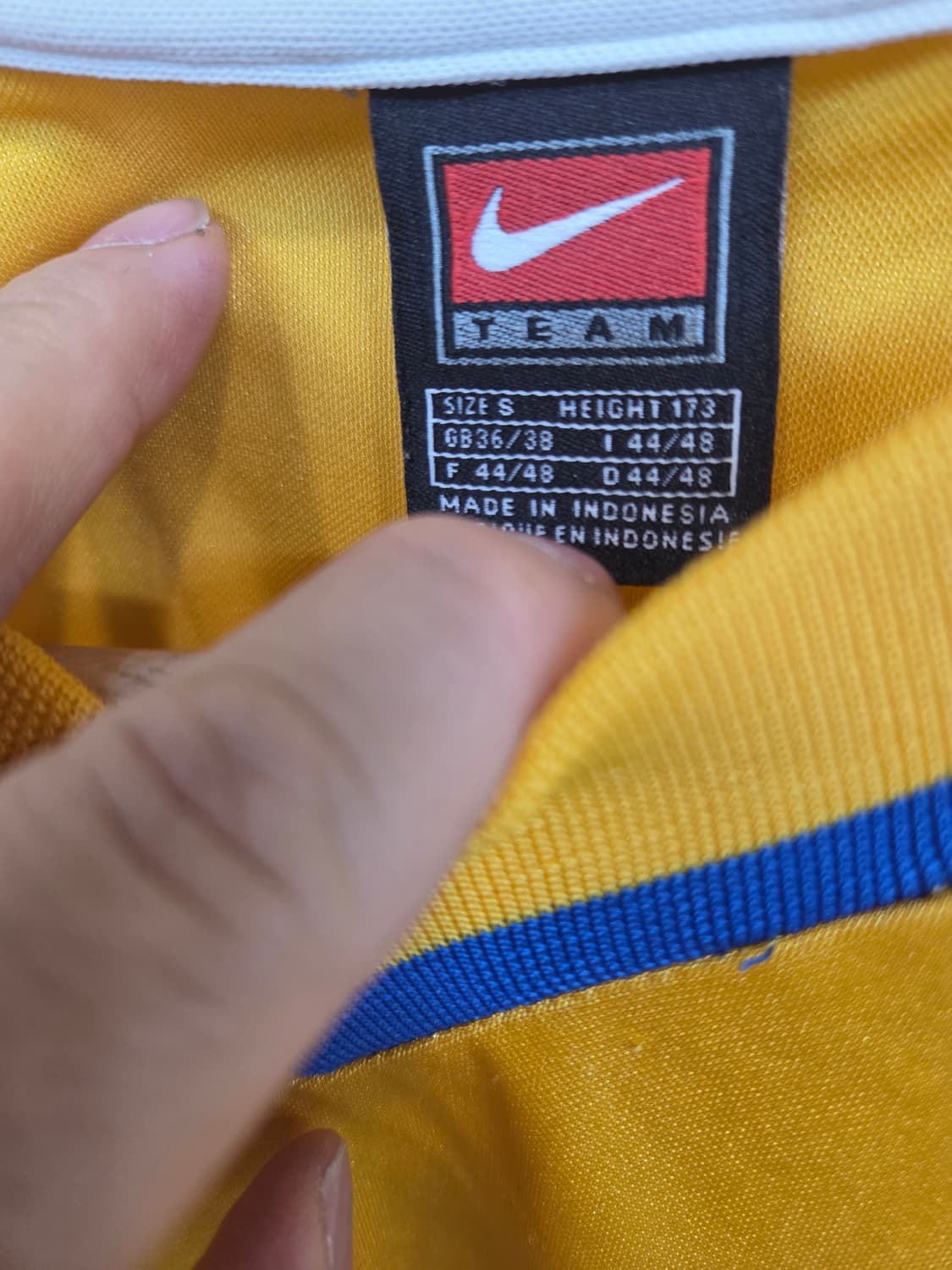 나이키 올드스쿨 빈티지 90s 브이넥 노랑 져지반팔 s 오버핏  상품이미지3