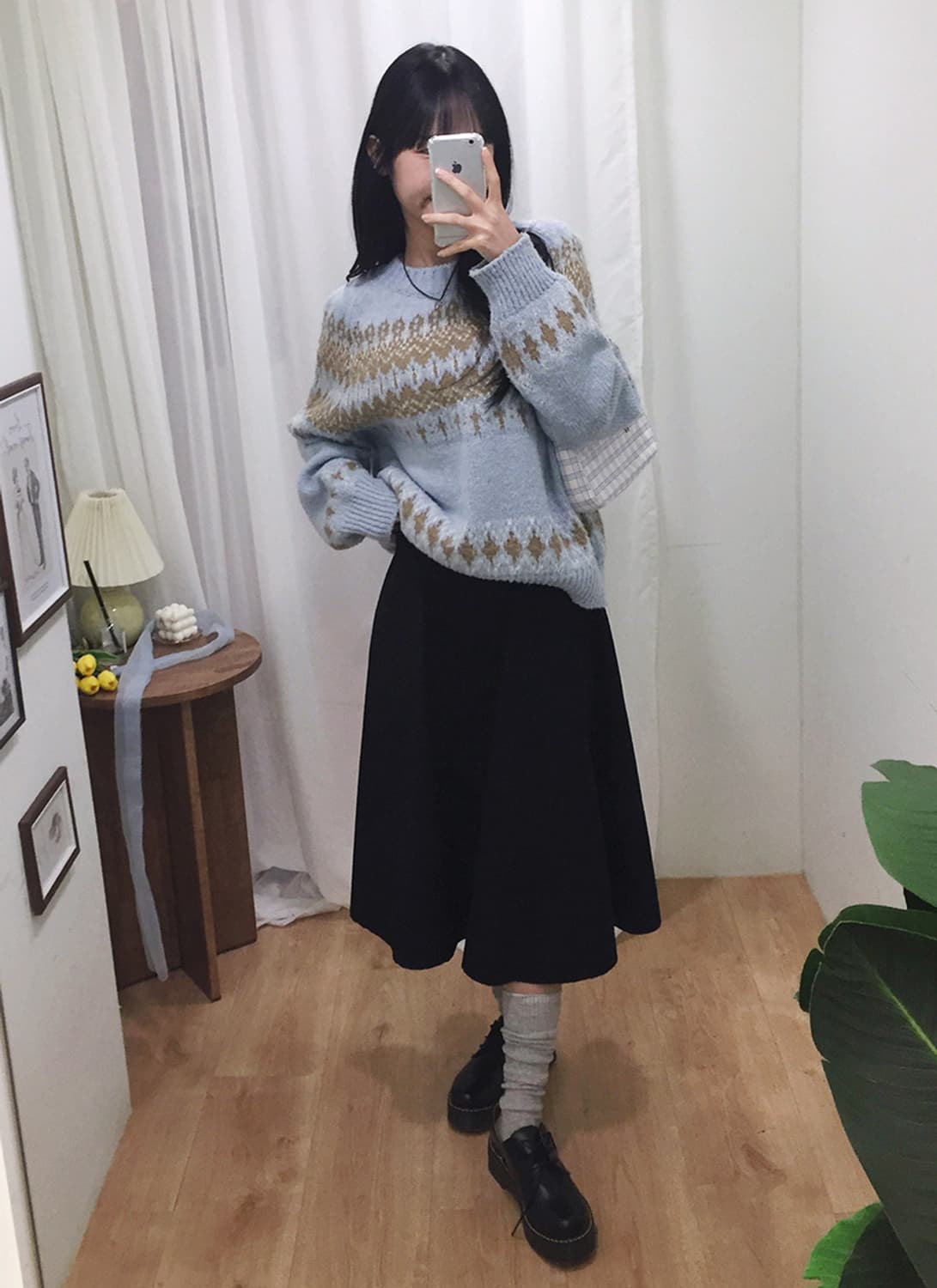 여성 빈티지 노르딕패턴 오버핏니트 100 상품이미지2