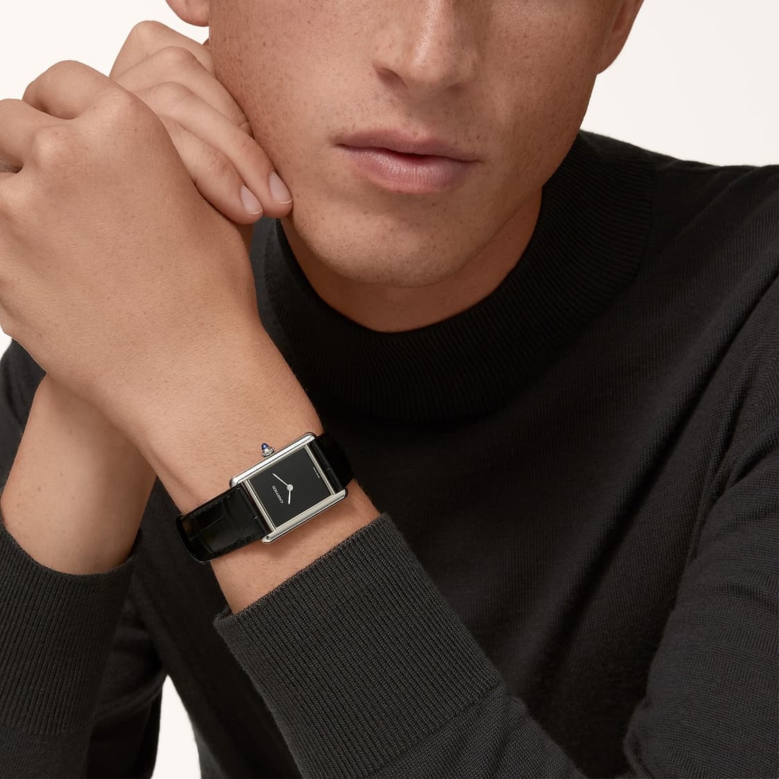 [L] 까르띠에 탱크 머스트 블랙 래커 다이얼 가죽 스트랩 상품이미지2