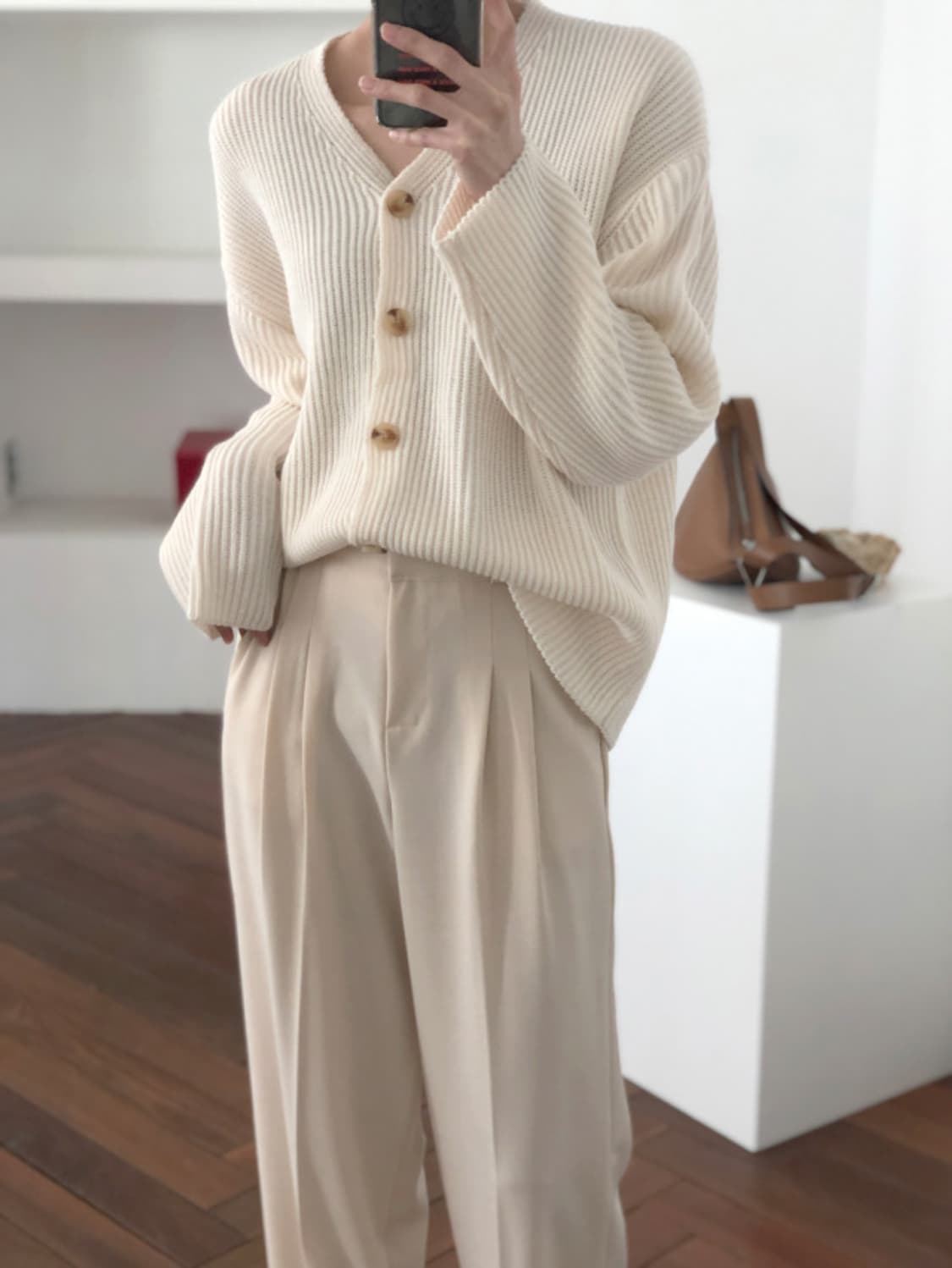 아이보리 니트 가디건 상품이미지5