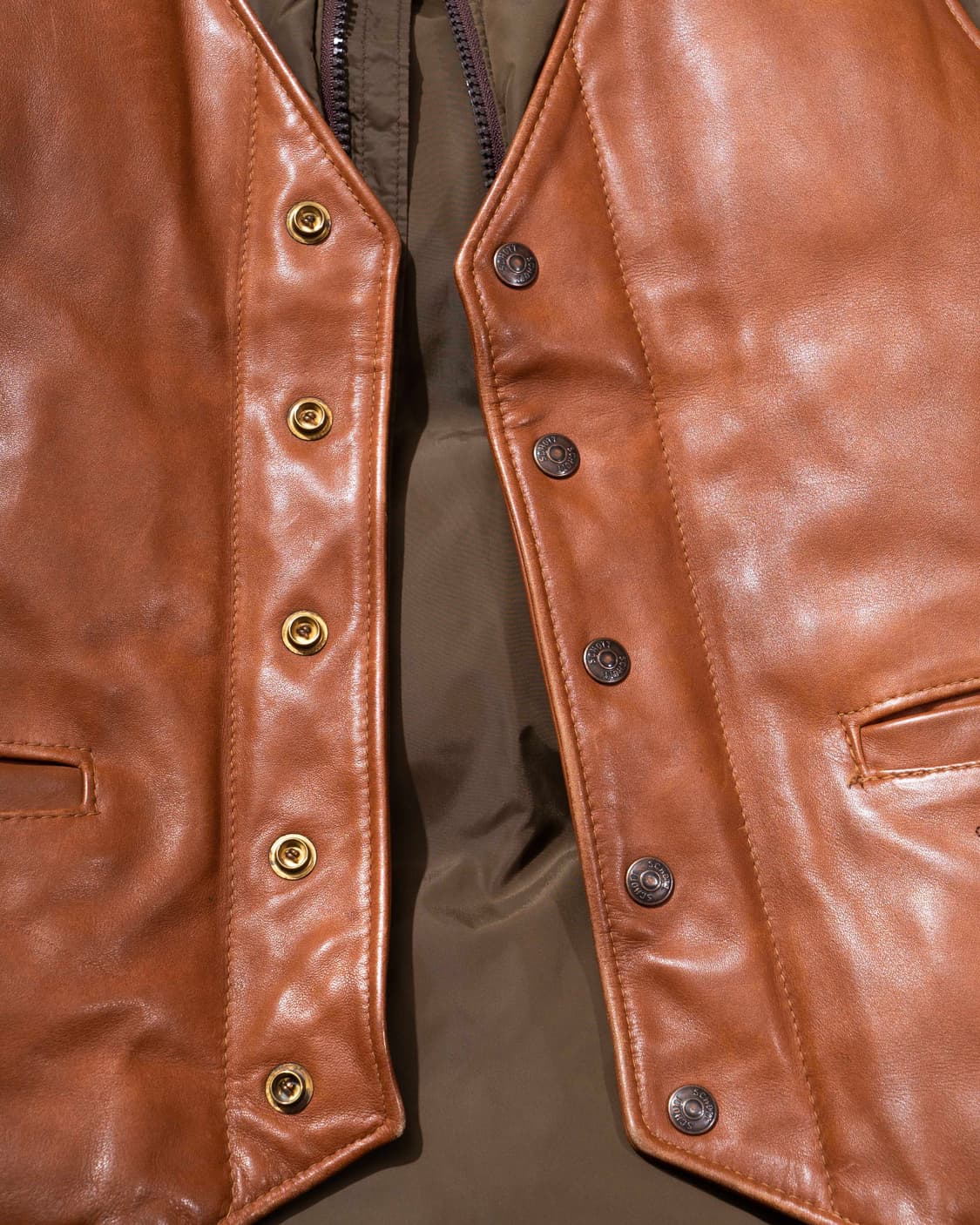 Schott 쇼트 다운 레더 베스트 퍼피자켓 상품이미지7