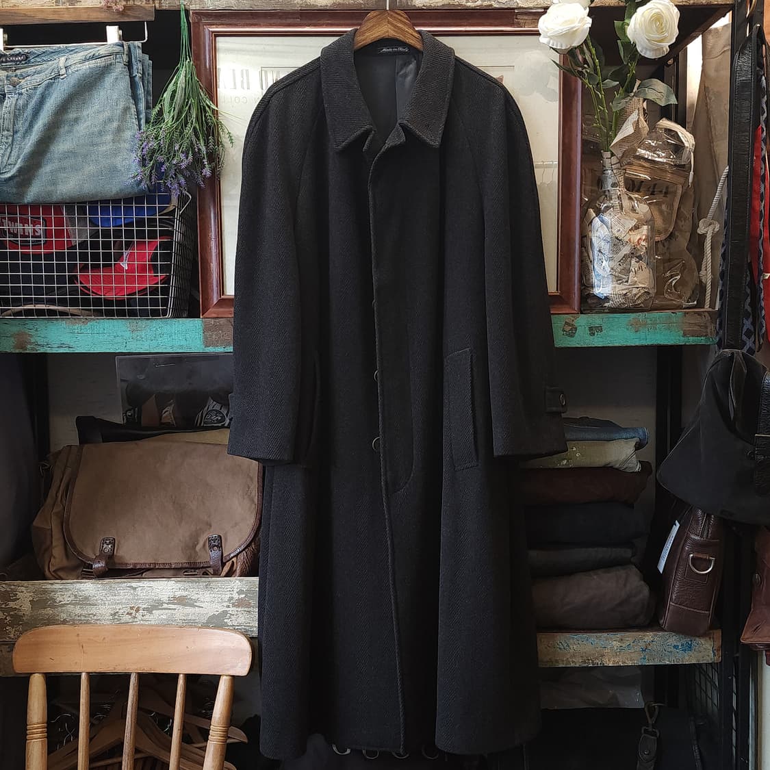 90s 조르지오 아르마니 카코트 헤비울 헤링본 코트 50 상품이미지2