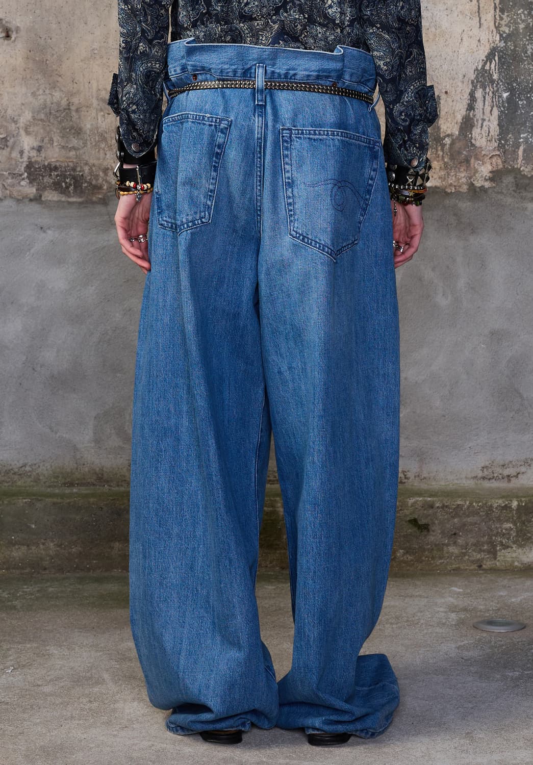 R13 플렛티드 웨스트밴딩 데님 진 상품이미지3