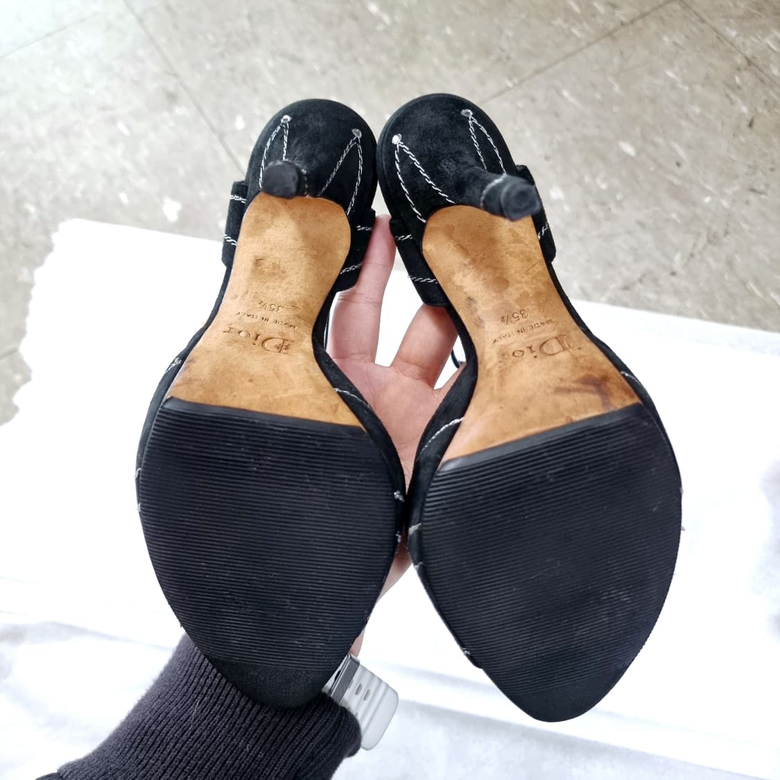 디올 구두 하이힐 오픈토힐 스웨이드 은사띠 큐빅 슈즈 (225/35.5) 상품이미지9