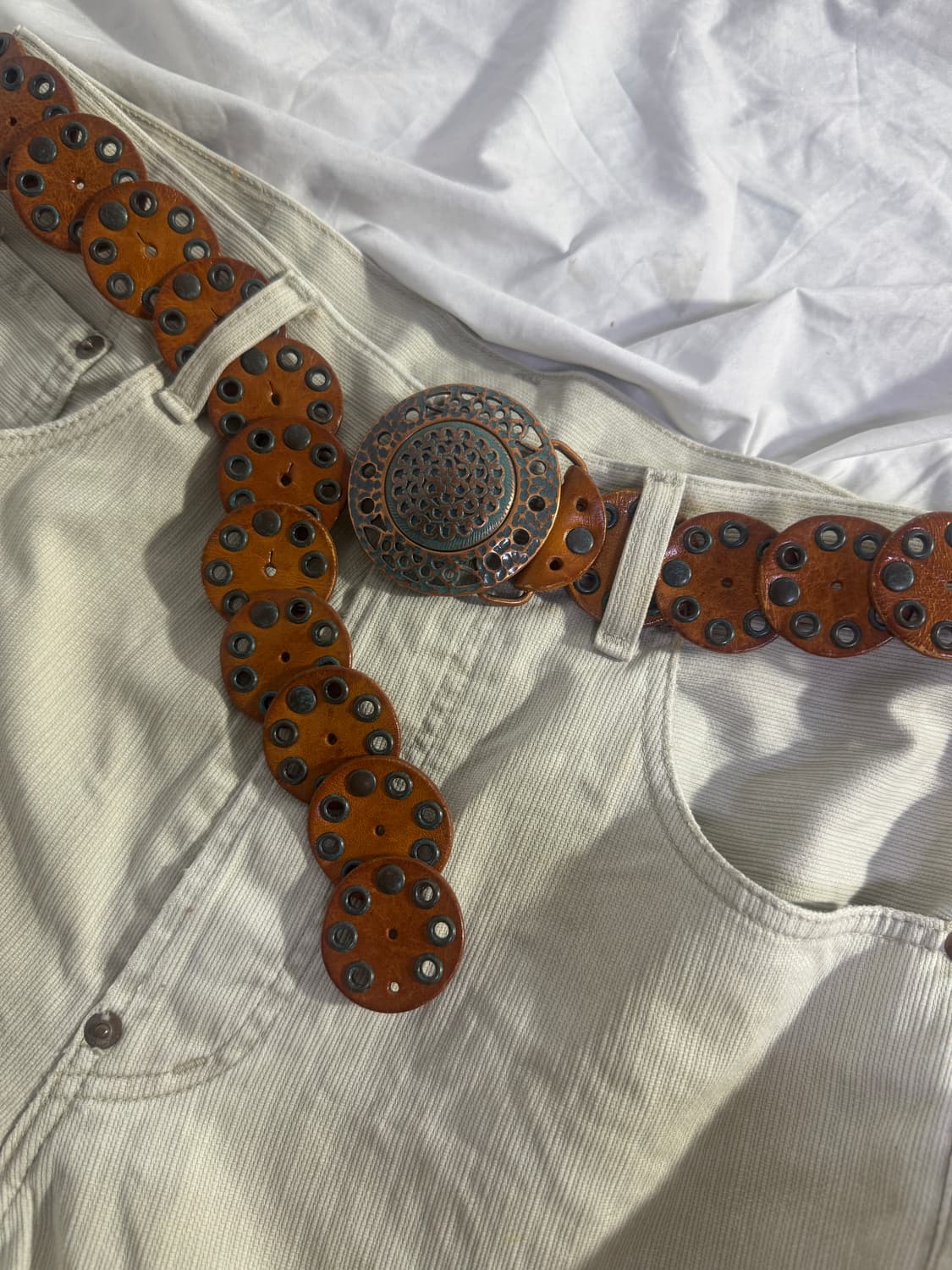 빈티지 보헤미안 콘초 스터드 레더 벨트 히피 네이티브 아메리칸 상품이미지3