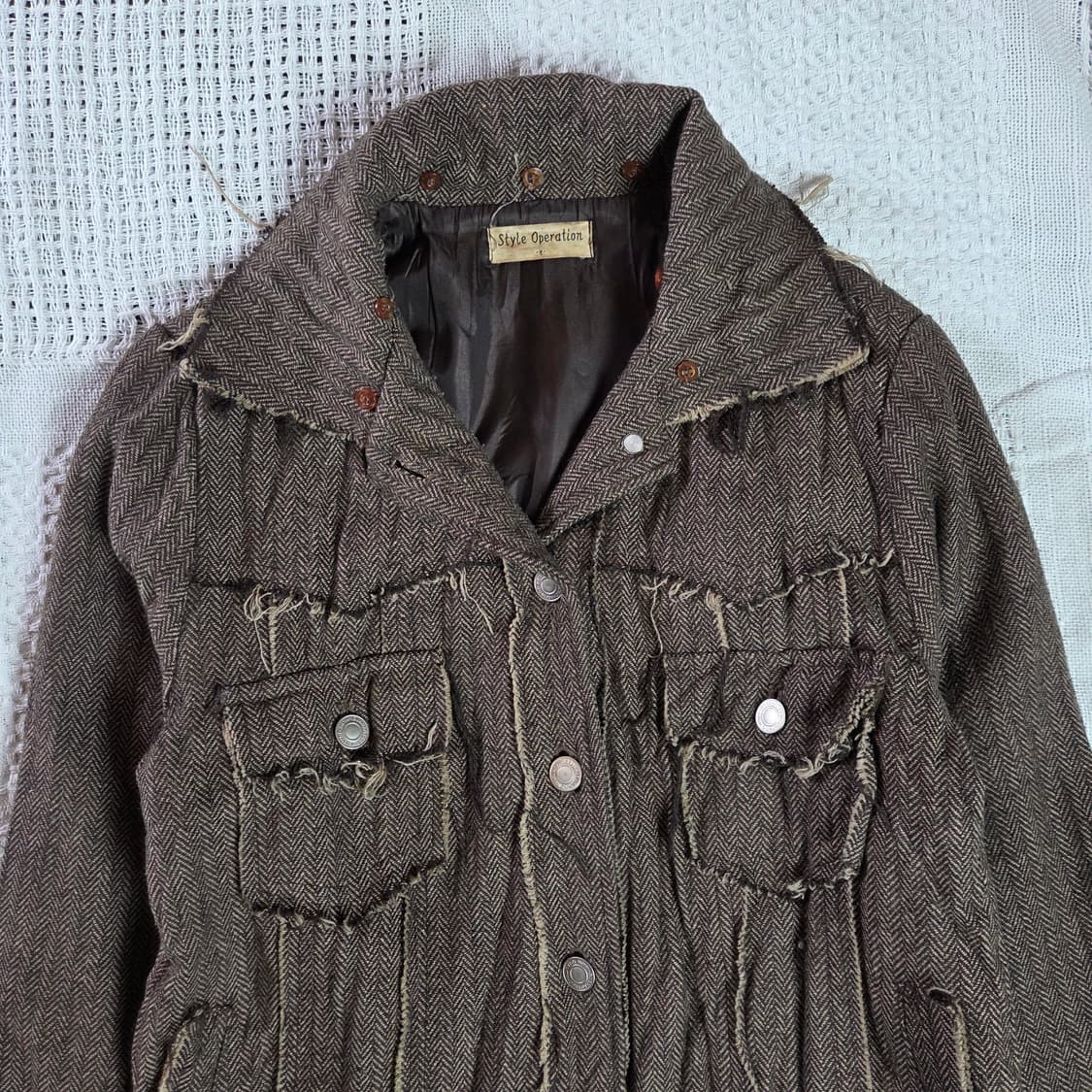 [Style Operation] 빈티지 데미지 헤링본 트러커자켓 상품이미지3