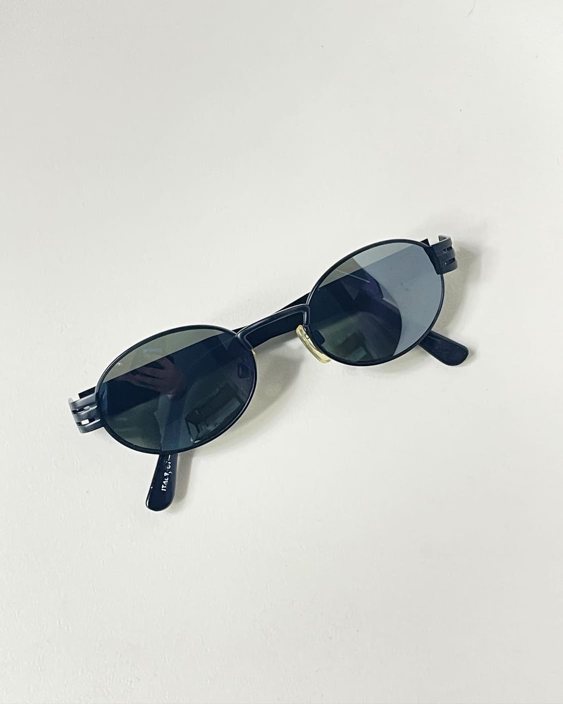 90s 이태리제 라운드 프레임 블랙 빈티지 선글라스 상품이미지2