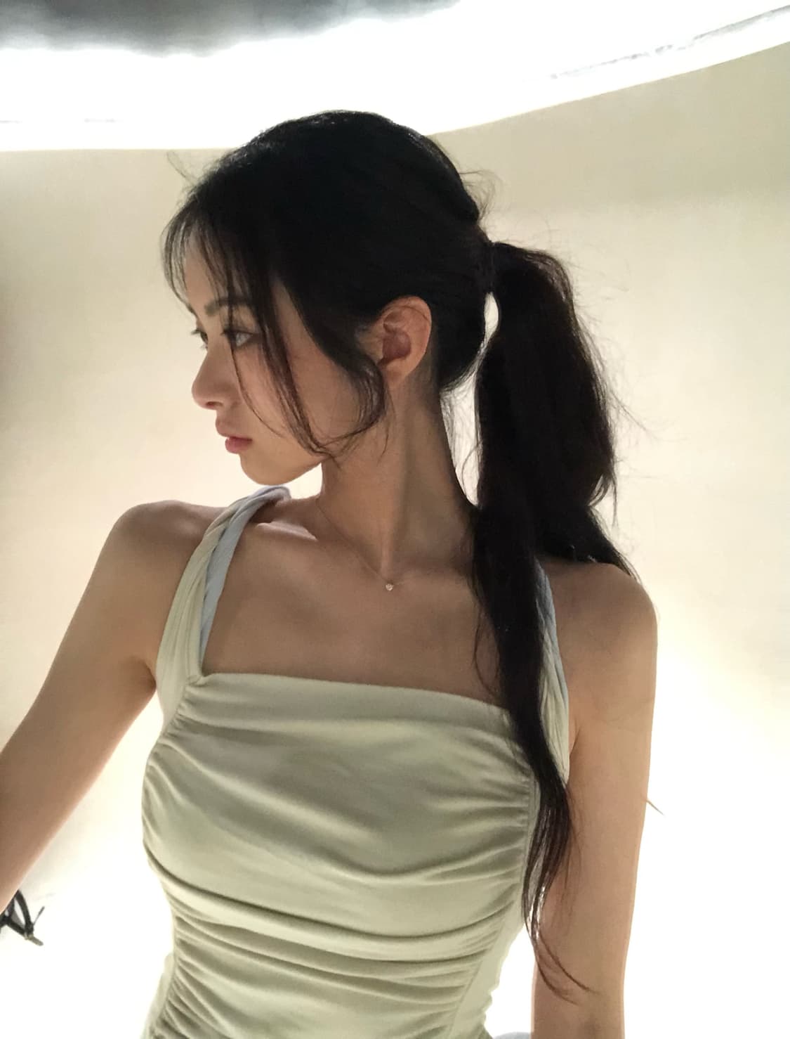 Philce Mixed drape Sleeveless, Ivory 상품이미지2