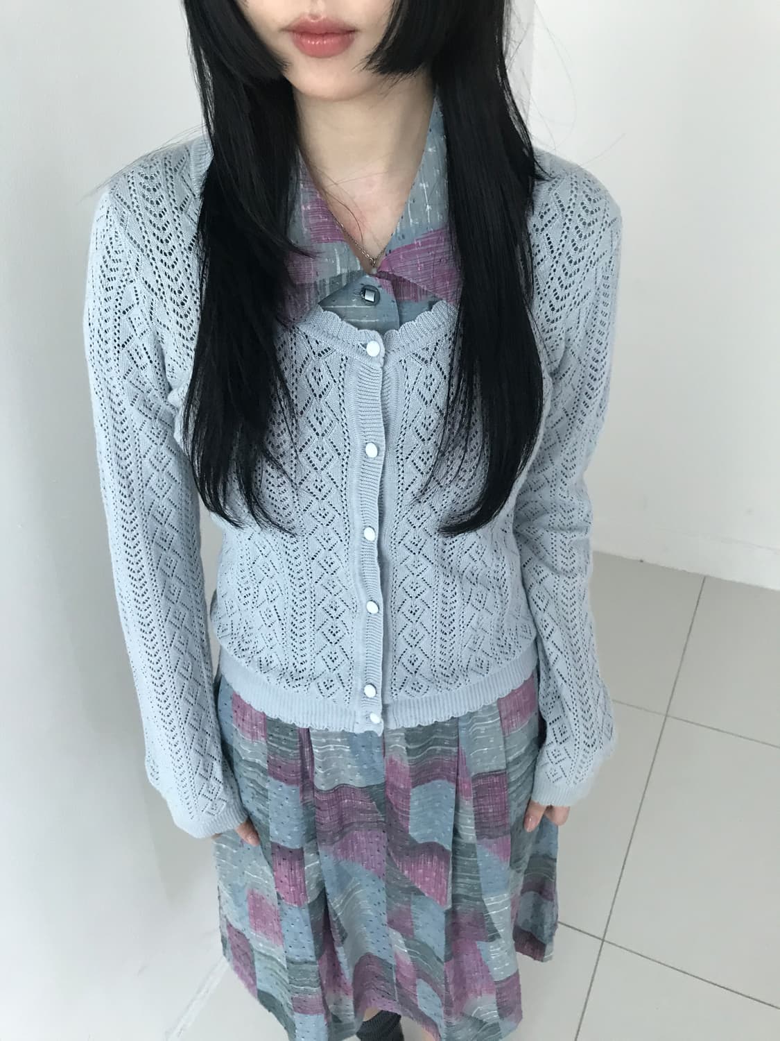 Lace Frill Punching Button Cardigan(Skyb 상품이미지4