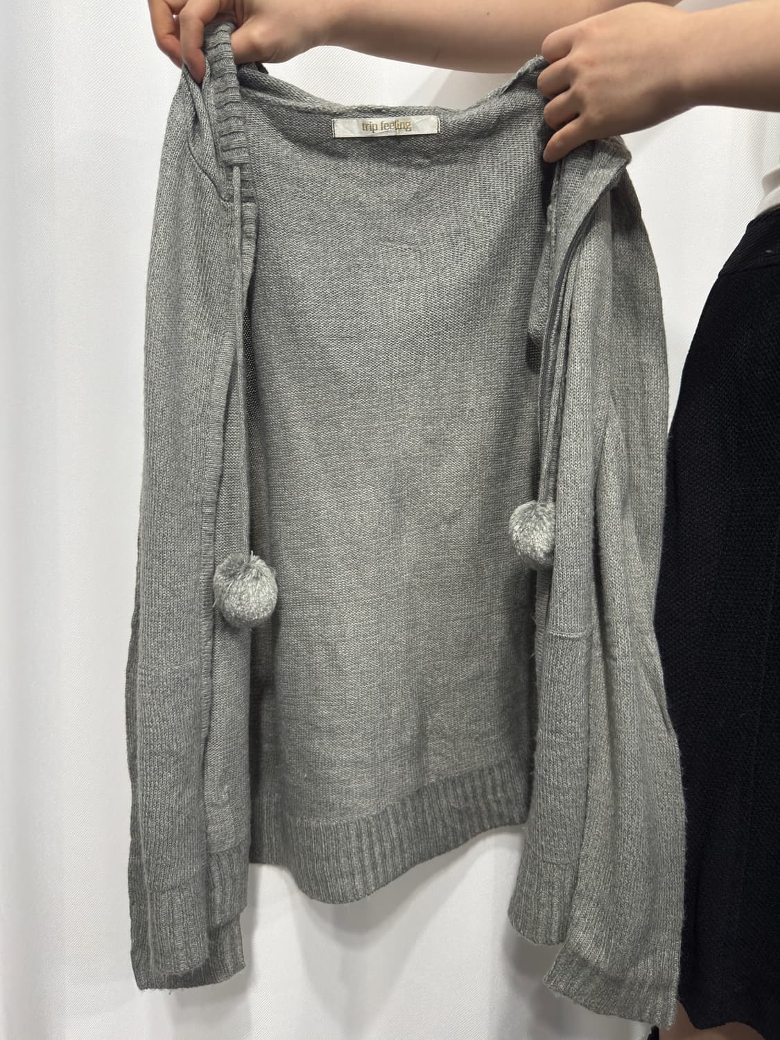 cute knit hood zipup 상품이미지4