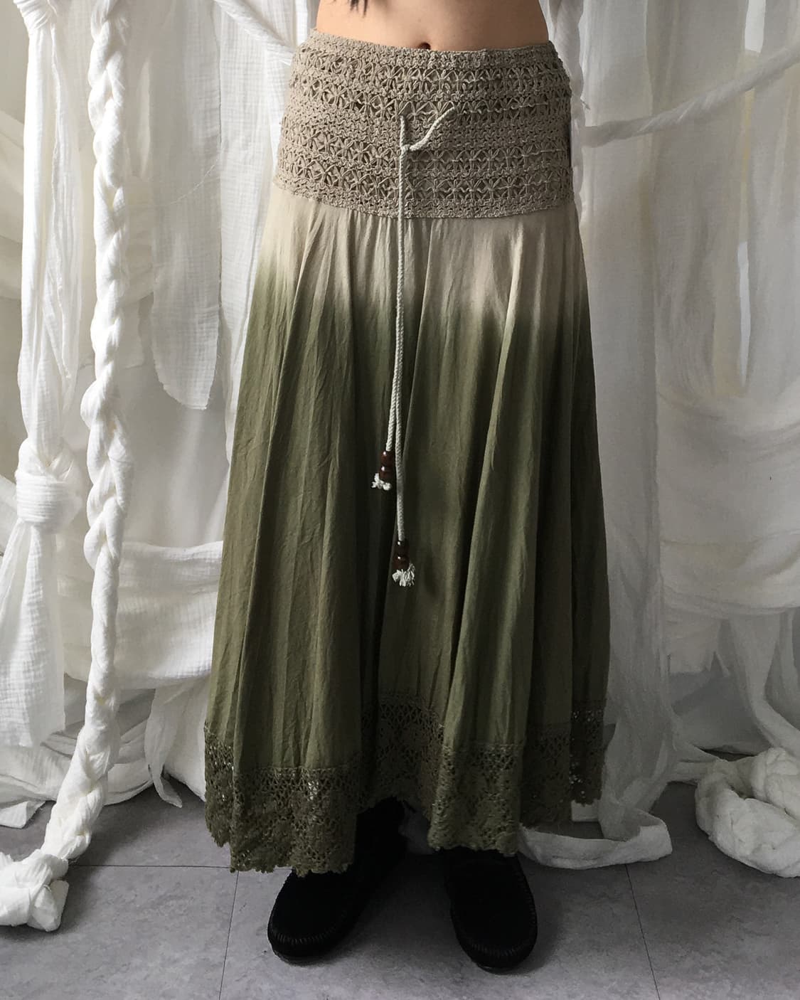 Dyed crochet point skirt 상품이미지5