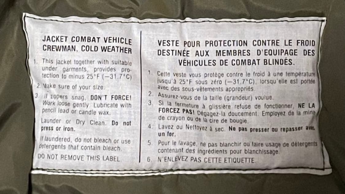 1985년 캐나다군 CVC 콜드웨더 탱커 자켓 (AMBRIDGE) 상품이미지8