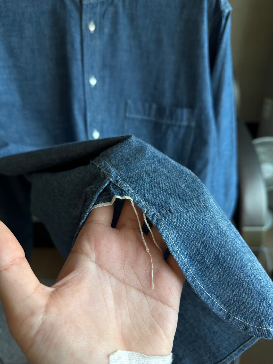 [15] 타이가 타카하시 lot.104 밴드 칼라 데님 셔츠 상품이미지8