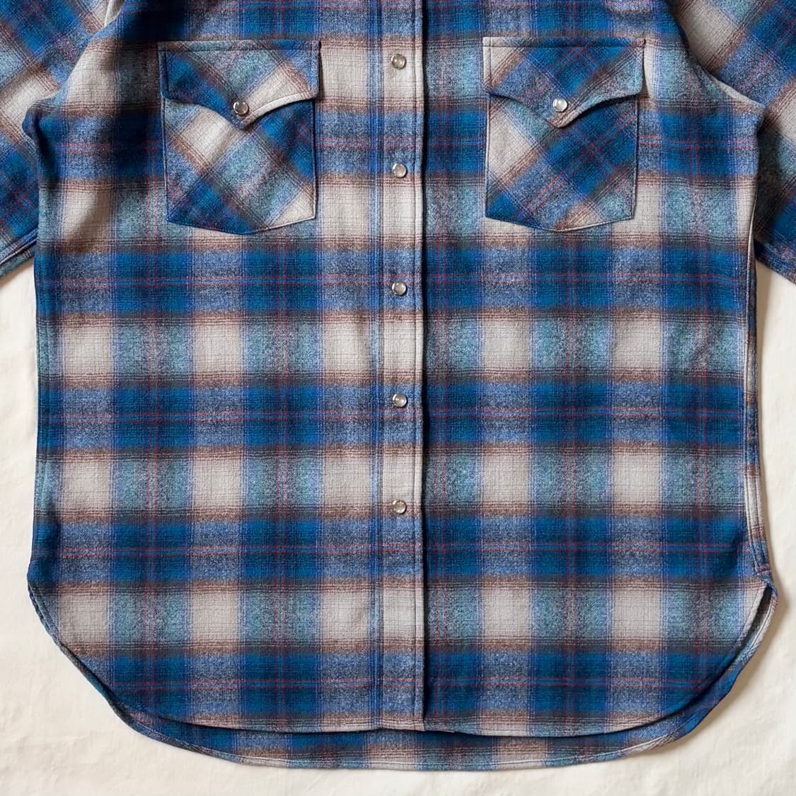 (L) 70s USA Pendleton 타탄체크 울 웨스턴 셔츠 상품이미지5