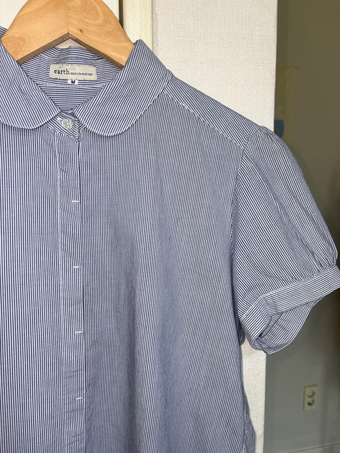 블루 스트라이프 반소매 블라우스 상품이미지2